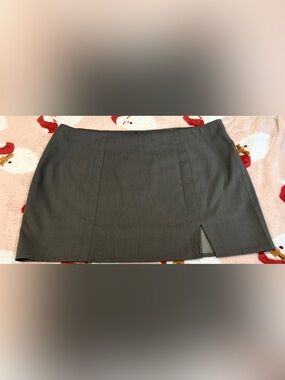 Kaii Gray Mini Skirt with Front Slit
